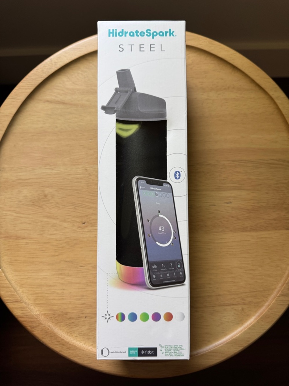 HidrateSpark Steel Hydration Tracking Smart Water Bottle (21 oz., Black)
